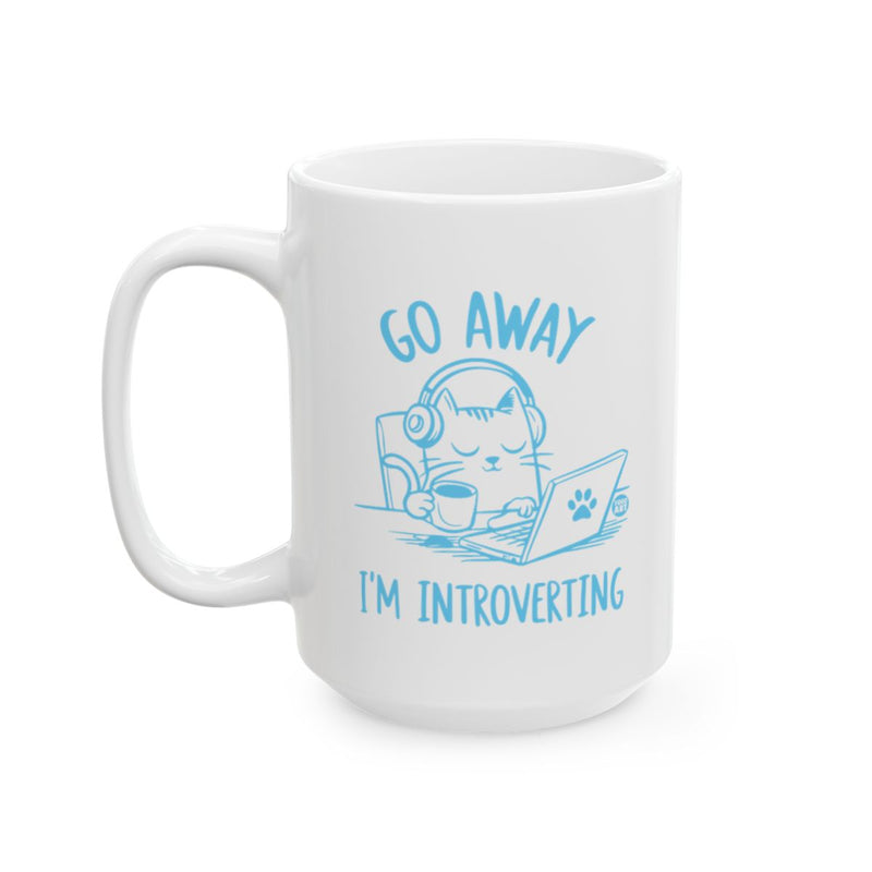Load image into Gallery viewer, Go Away I'm Introverting Cat Coffee Mug Product
