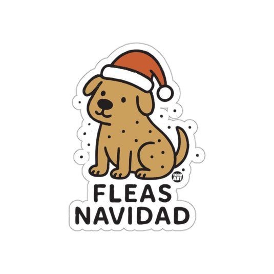Fleas Navidad Santa Hat Dog Festive Sticker