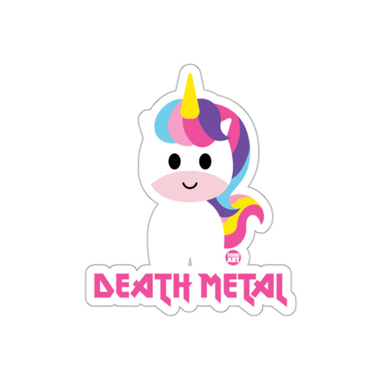 Cute Rainbow Unicorn with Death Metal Text Sticker