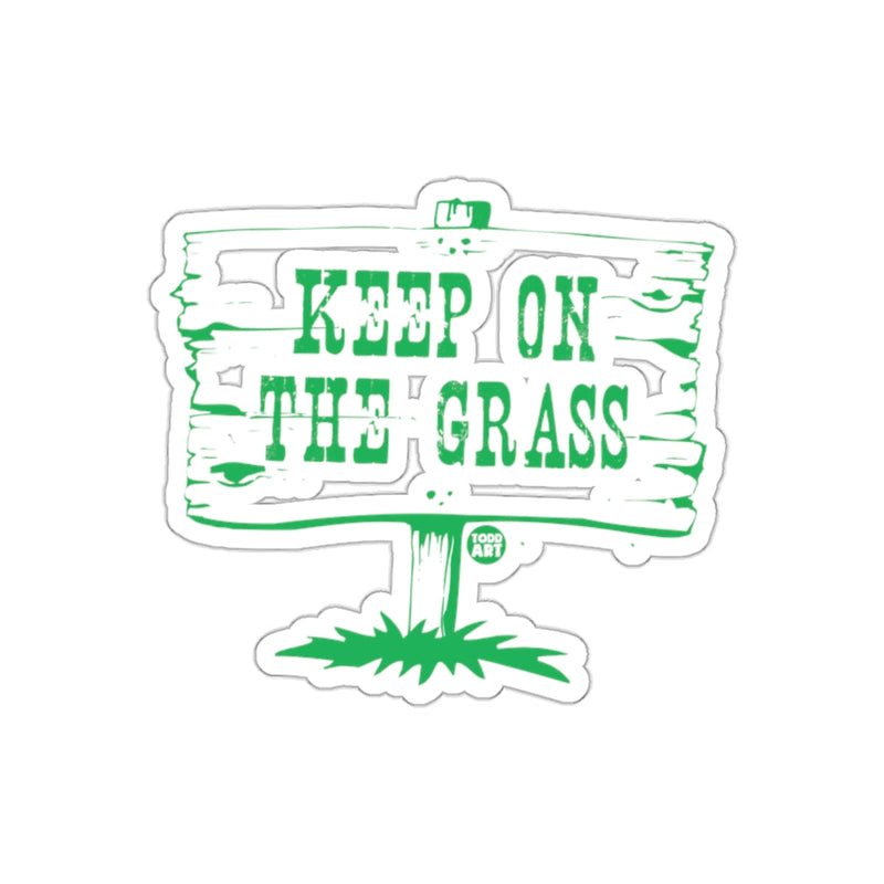 Load image into Gallery viewer, Keep On The Grass Sign Sticker with Green Text
