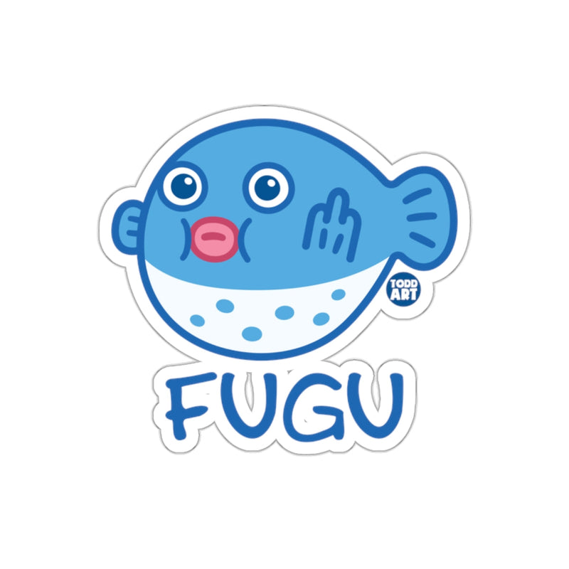 Load image into Gallery viewer, Fugu Blue Fish Character with Todd Art Logo Sticker
