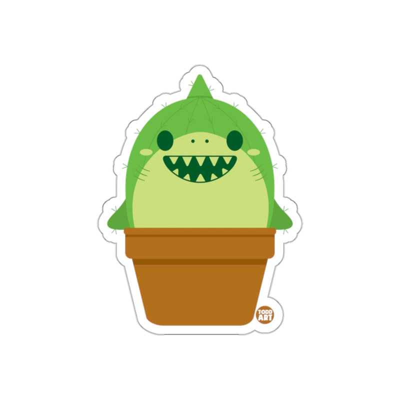Load image into Gallery viewer, Cute Green Shark in a Plant Pot Sticker Design
