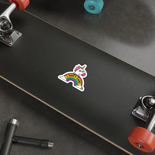 I DON'T CARE Unicorn Rainbow Sticker for Skateboard