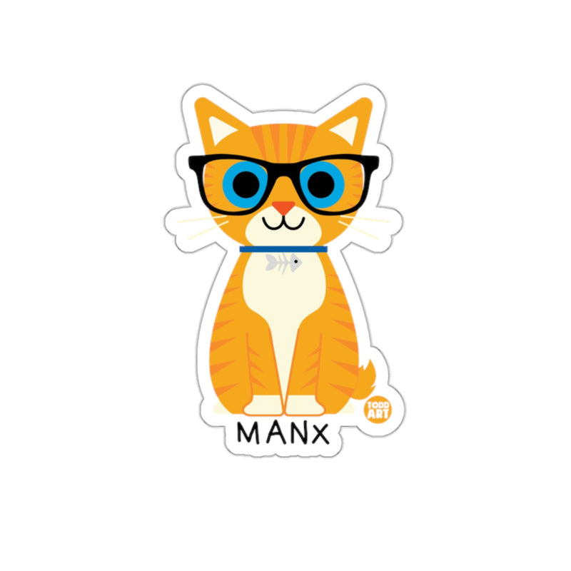 Load image into Gallery viewer, Cute Manx Cat with Glasses Illustration Sticker
