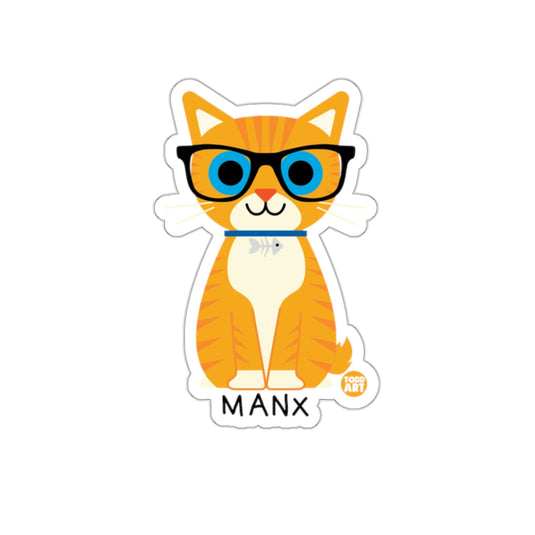 Cute Manx Cat with Glasses Illustration Sticker