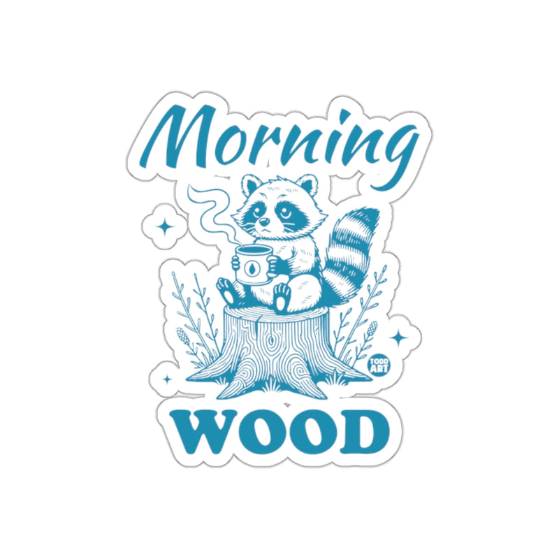 Load image into Gallery viewer, Morning Wood Raccoon With Coffee Illustration sticker
