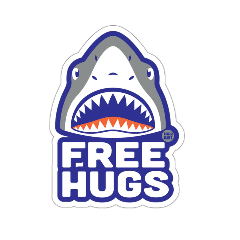 Load image into Gallery viewer, Shark Free Hugs Funny Cartoon Teeth Jaws Sticker 
