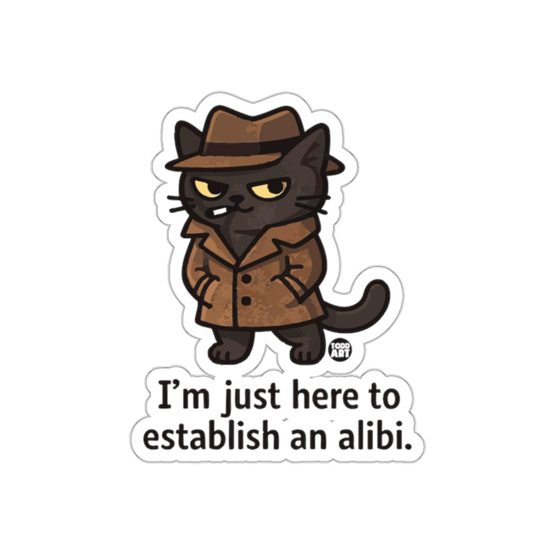 Load image into Gallery viewer, Black Cat Detective with an Alibi Cartoon Character sticker
