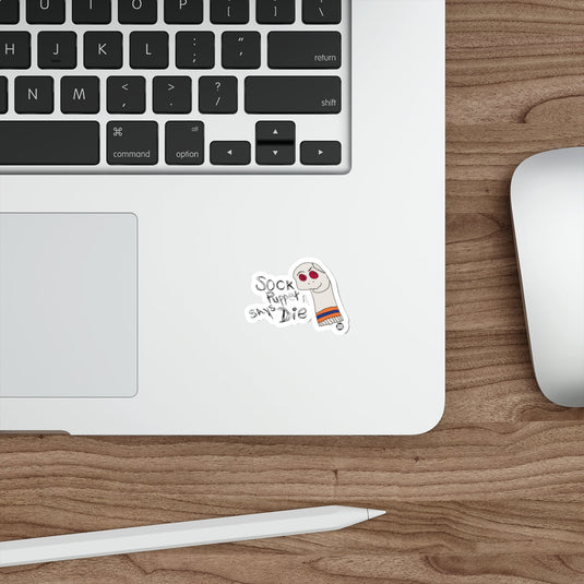 Sock Puppet Says Die Cute Laptop Sticker Product