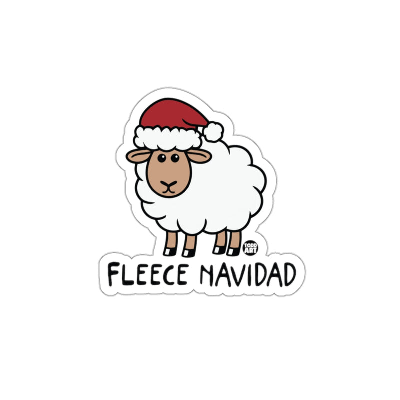 Load image into Gallery viewer, Fleece Navidad Sheep with Santa Hat Sticker Decal
