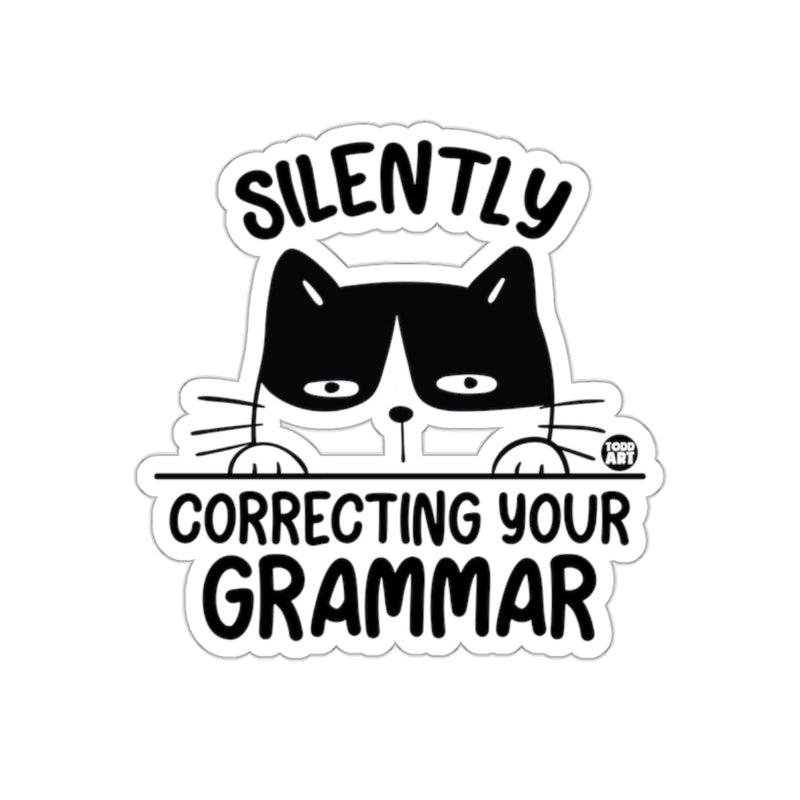 Load image into Gallery viewer, Silently Correcting Your Grammar Funny Cat Sticker
