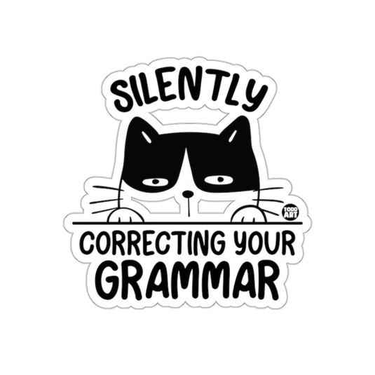 Silently Correcting Your Grammar Funny Cat Sticker
