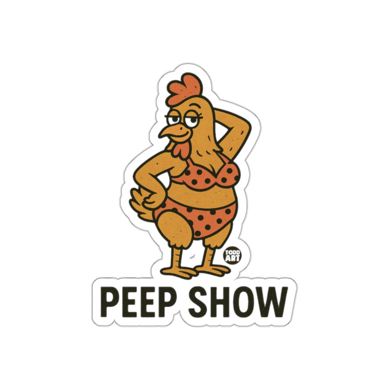 Load image into Gallery viewer, Funny Chicken in Polka Dot Bikini Peep Show Sticker
