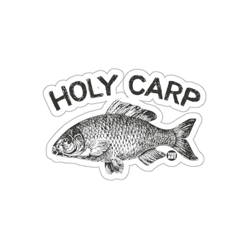 Load image into Gallery viewer, Holy Carp Fish Illustration Humorous Sticker Decal
