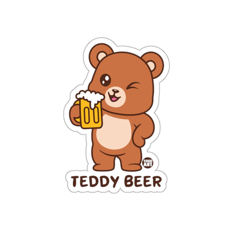 Load image into Gallery viewer, Adorable Winking Teddy Bear Sticker Holding Beer
