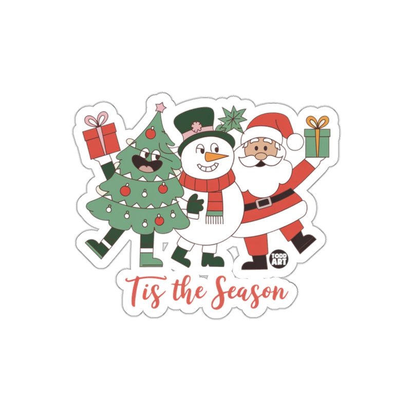 Load image into Gallery viewer, Festive Trio with Snowman and Santa Sticker
