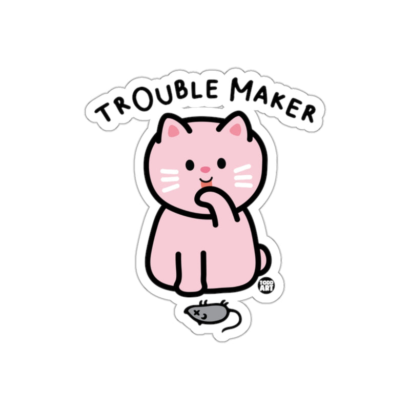 Load image into Gallery viewer, Cute Pink Cat Trouble Maker Sticker Product
