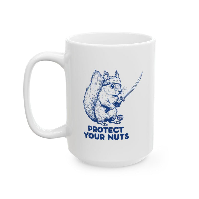 Load image into Gallery viewer, Funny Protect Your Nuts Squirrel Design Mug
