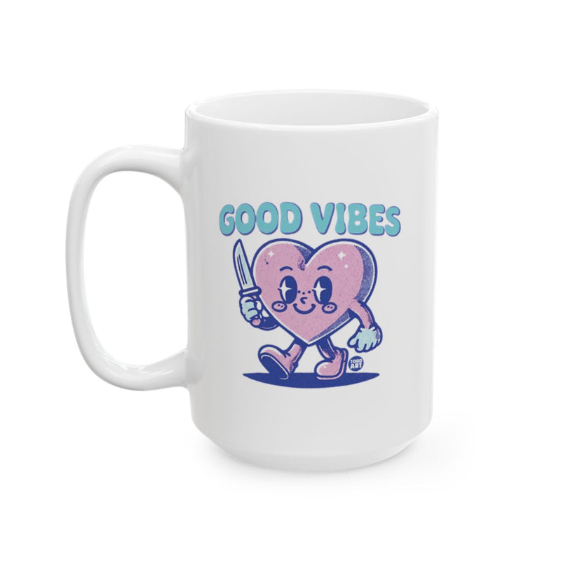 Load image into Gallery viewer, Good Vibes Cute Heart Character Mug
