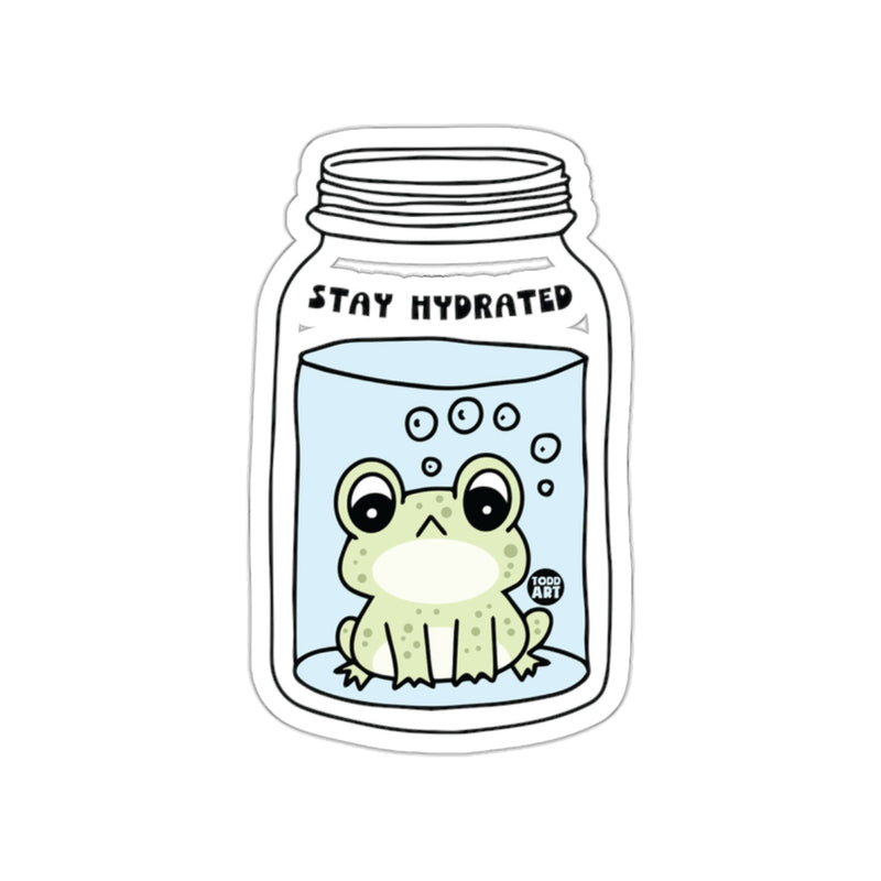 Load image into Gallery viewer, Stay Hydrated Frog in Mason Jar Illustration Sticker
