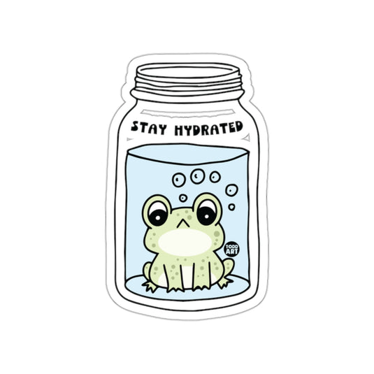 Stay Hydrated Frog in Mason Jar Illustration Sticker