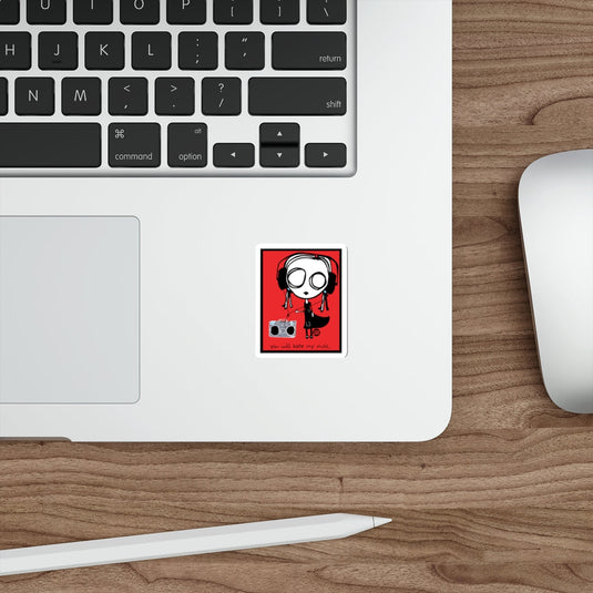 Funny Cartoon Character with Headphones Sticker