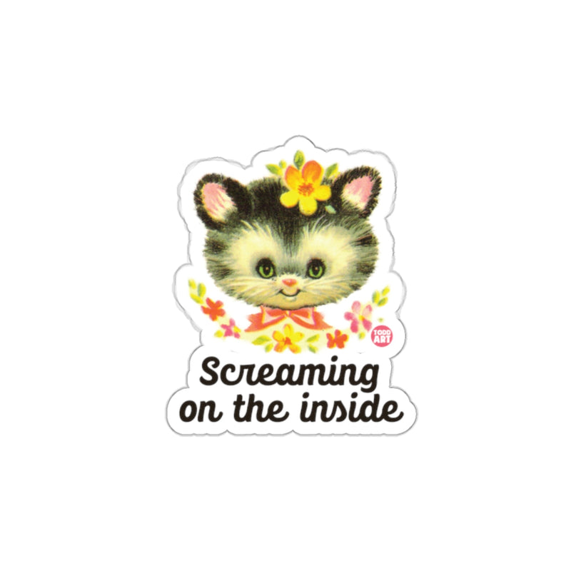 Load image into Gallery viewer, Screaming On The Inside Cat Sticker For All Ages
