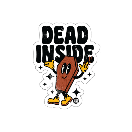 Dead Inside Coffin Character Illustration Design sticker