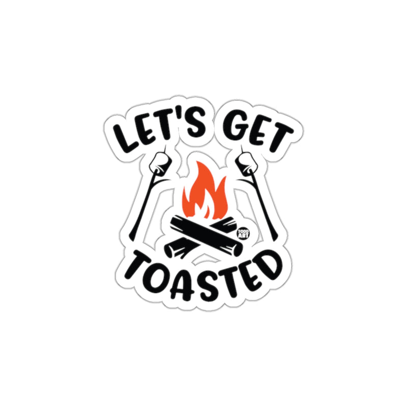 Load image into Gallery viewer, Let's Get Toasted Camping Campfire Sticker Product
