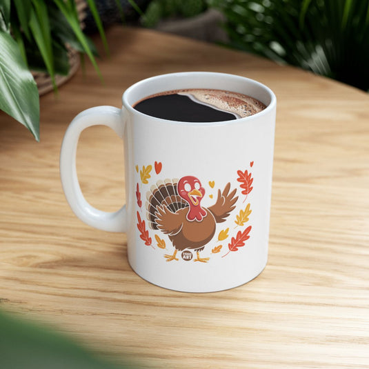 Cute Turkey and Fall Leaves Coffee Mug