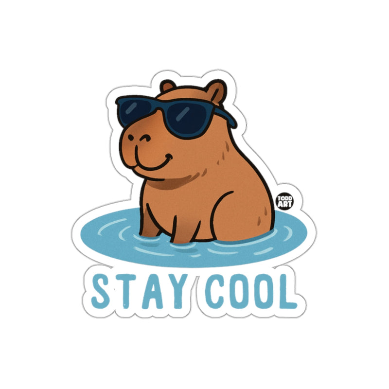 Load image into Gallery viewer, Stay Cool Capybara Sticker with Sunglasses Design
