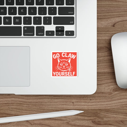 Go Claw Yourself Funny Cat Sticker for Laptops