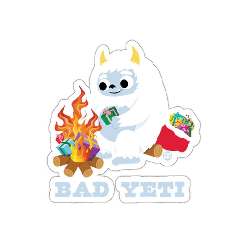Load image into Gallery viewer, Bad Yeti Holding Present by the Campfire Sticker
