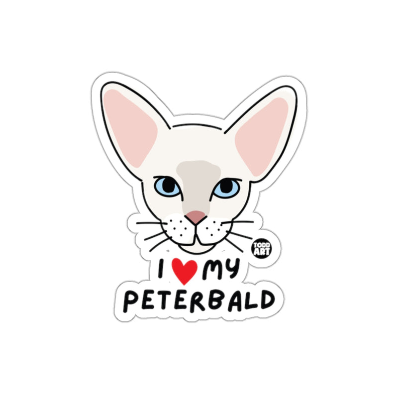 Load image into Gallery viewer, I Love My Peterbald Cat Sticker with Cute Illustration
