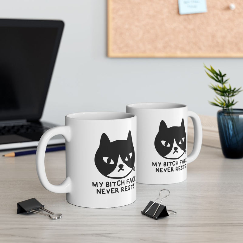 Load image into Gallery viewer, My Bitch Face Never Rests Funny Cat Mug for Home Office
