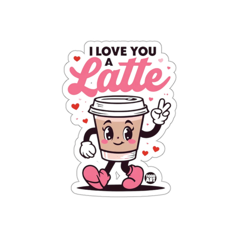 Load image into Gallery viewer, I Love You A Latte Cute Coffee Peace Sign Sticker
