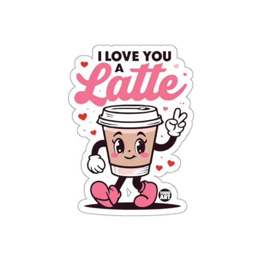I Love You A Latte Cute Coffee Peace Sign Sticker