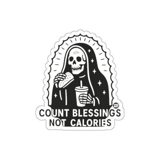 Grim Reaper Eating Count Blessings Not Calories sticker
