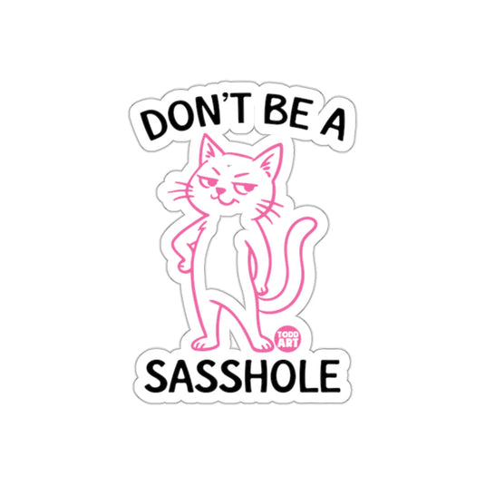 Don't Be A Sasshole Pink Cat Funny Design sticker