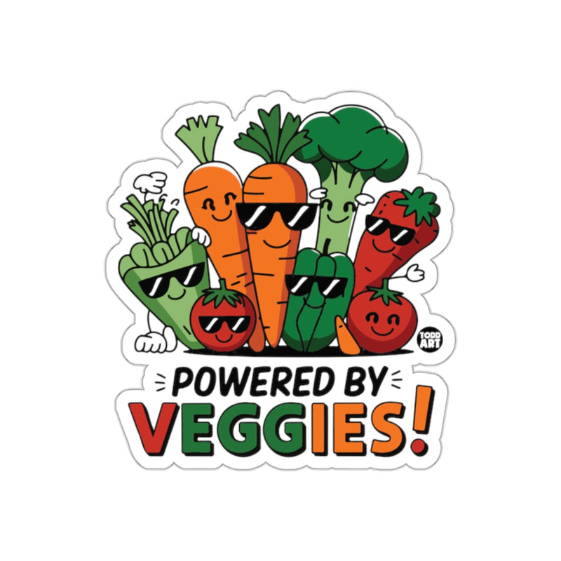 Load image into Gallery viewer, Powered By Veggies Sticker Funny Vegetable Cartoon
