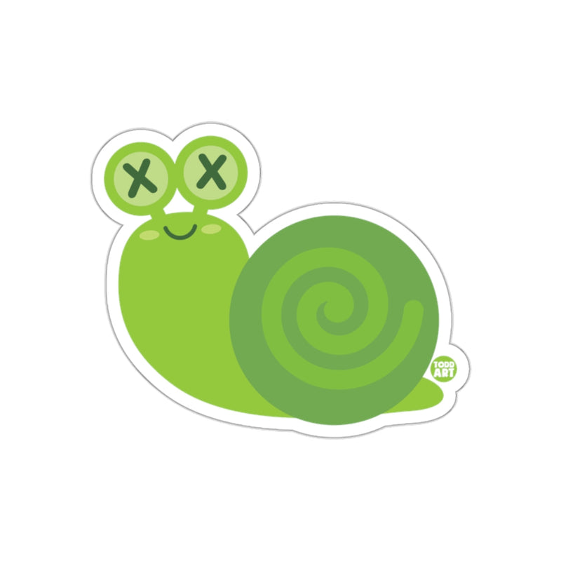 Load image into Gallery viewer, Cute Green Smiling Snail with Swirl Design Sticker
