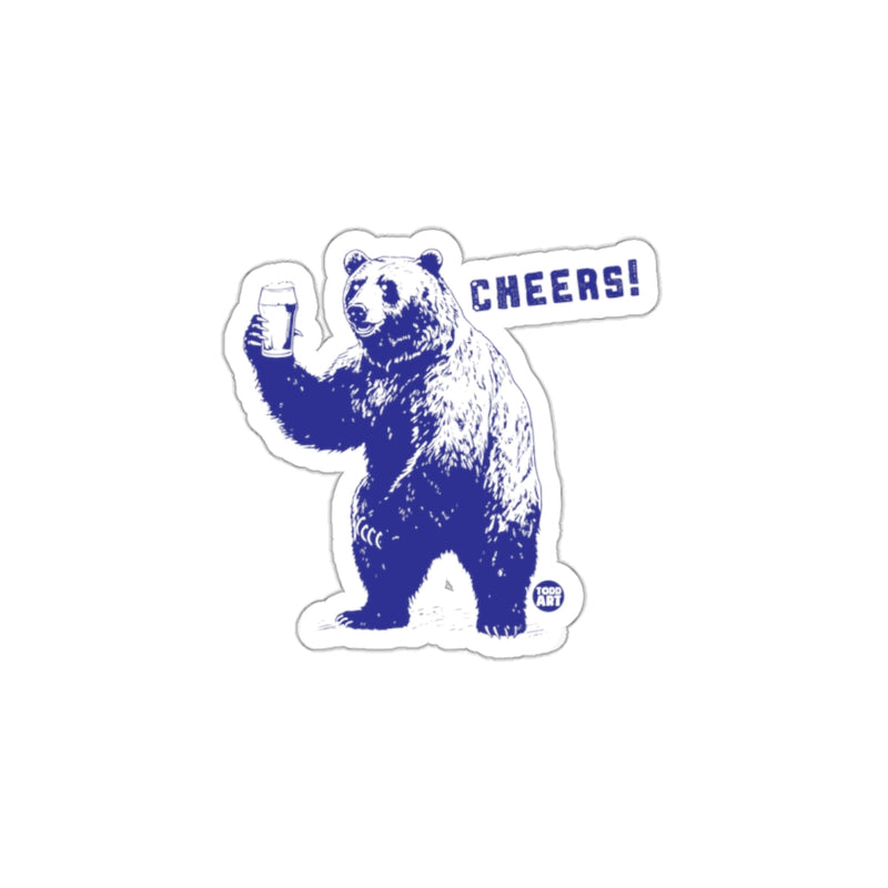 Load image into Gallery viewer, Cheers Bear Sticker Holding a Drink Design
