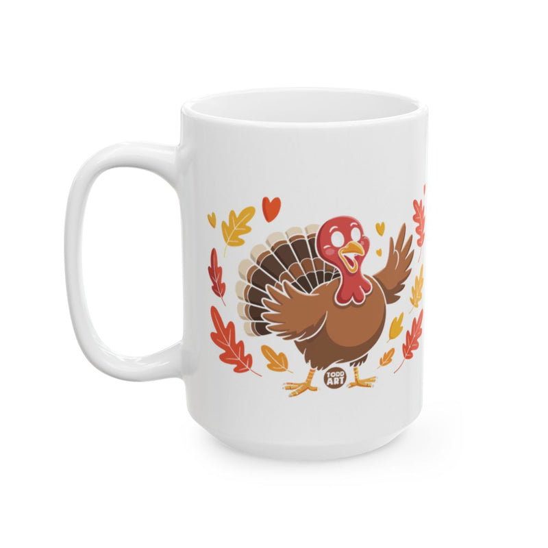 Load image into Gallery viewer, Cheerful Turkey Design White Mug for Festive Mornings
