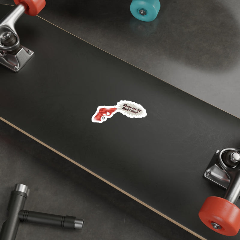 Load image into Gallery viewer, Black Skateboard with Red Gun Sticker Design
