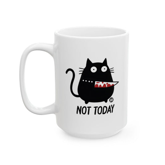 Not Today Cat Holding A Knife Humorous Coffee Mug
