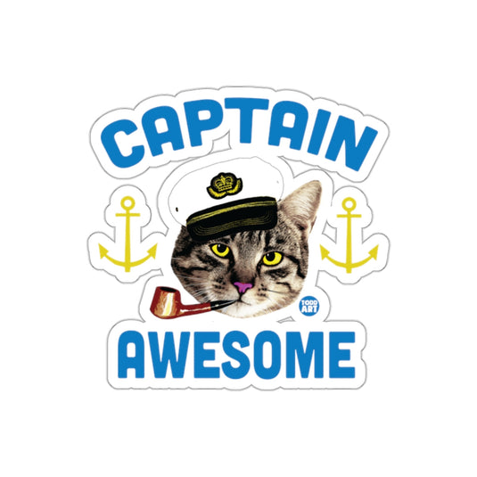 Captain Awesome Cat with Pipe Illustrated Todd Art sticker