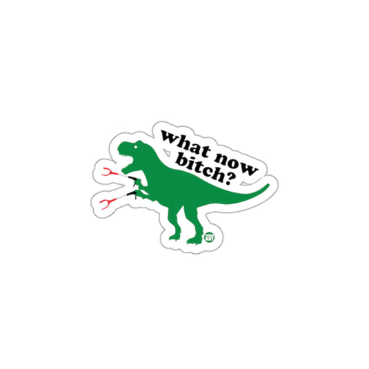 What Now Bitch Dinosaur Sticker Bold Humor Design