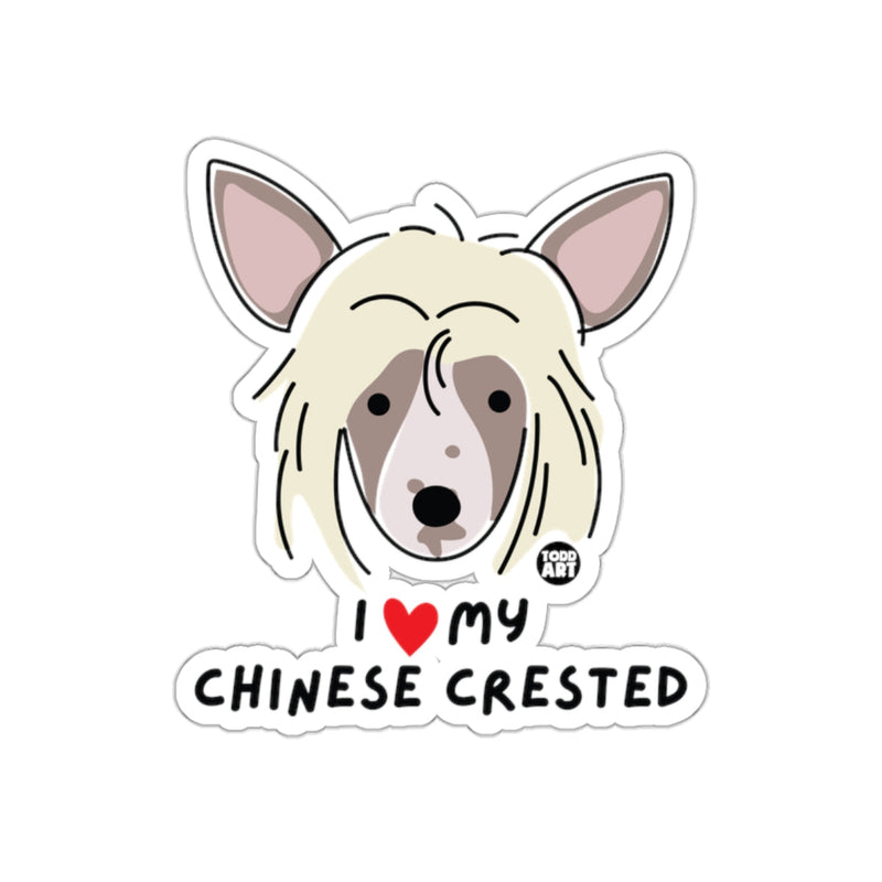 Load image into Gallery viewer, I Love My Chinese Crested Dog Sticker Fun Design
