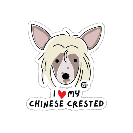 I Love My Chinese Crested Dog Sticker Fun Design