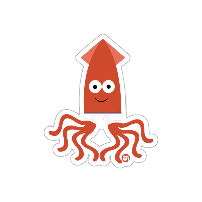 Load image into Gallery viewer, Cute Cartoon Red Squid with Big Eyes Sticker
